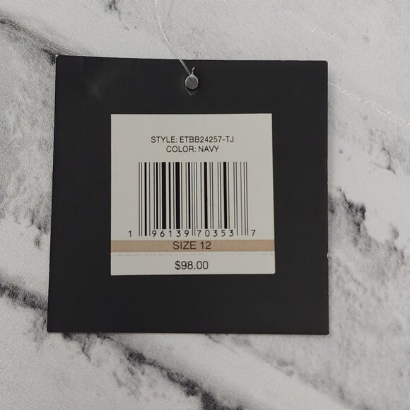 $98 Ellen Tracy Halter V-Neck One Piece Swimsuit Navy White NWT Size 12 Lined - Picture 10 of 12